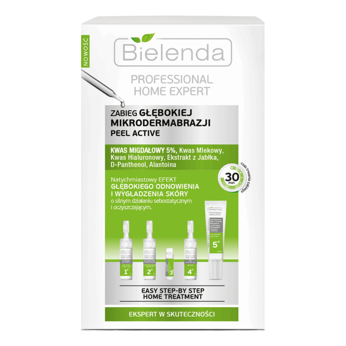 Bielenda Professional Home Expert Peel-Active Zabieg Głębokiej Mikrodermabrazji Zestaw Do Twarzy 5 Etapów 27ml