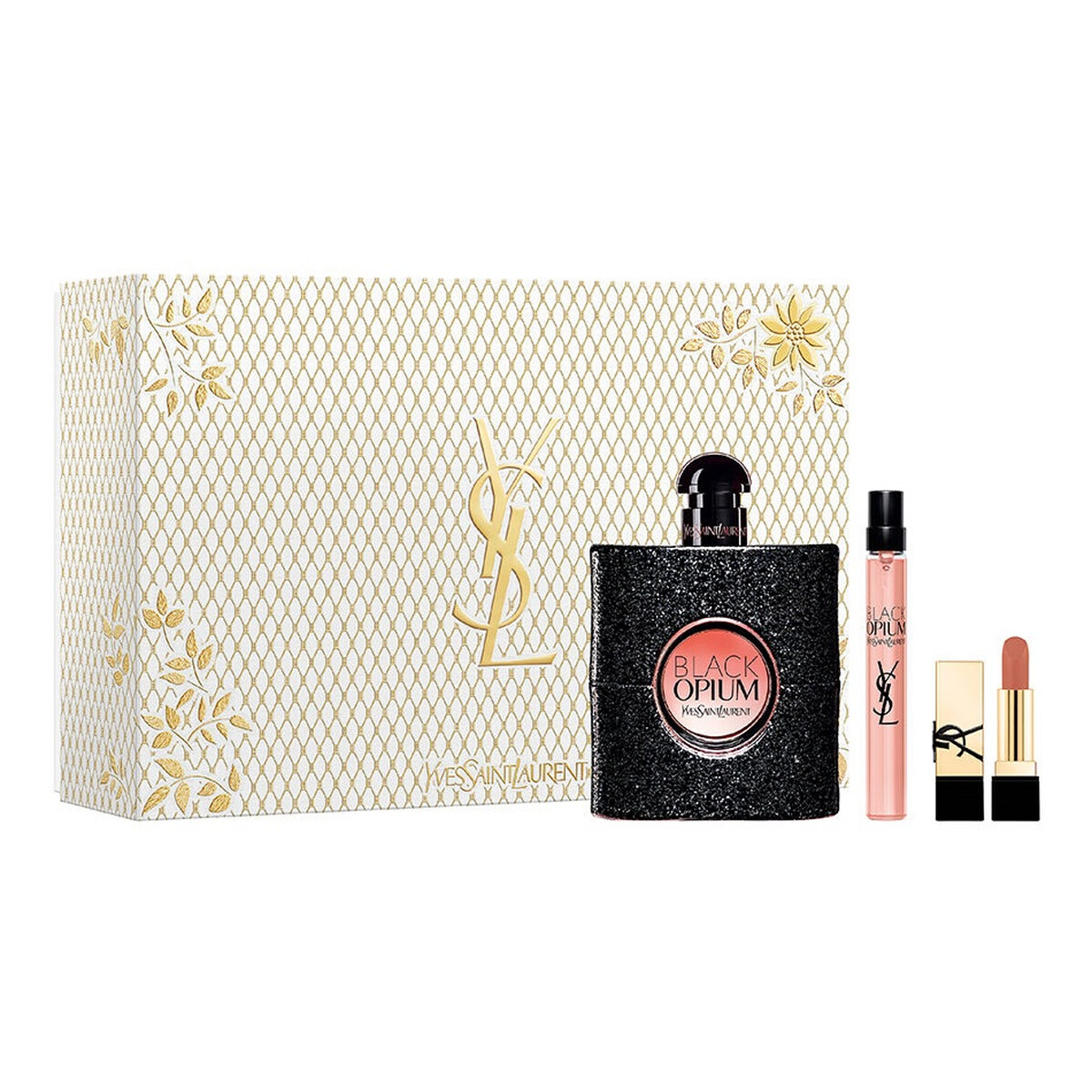 Yves Saint Laurent Black Opium Pour Femme Zestaw woda perfumowana spray + woda perfumowana spray + pomadka do ust 90ml