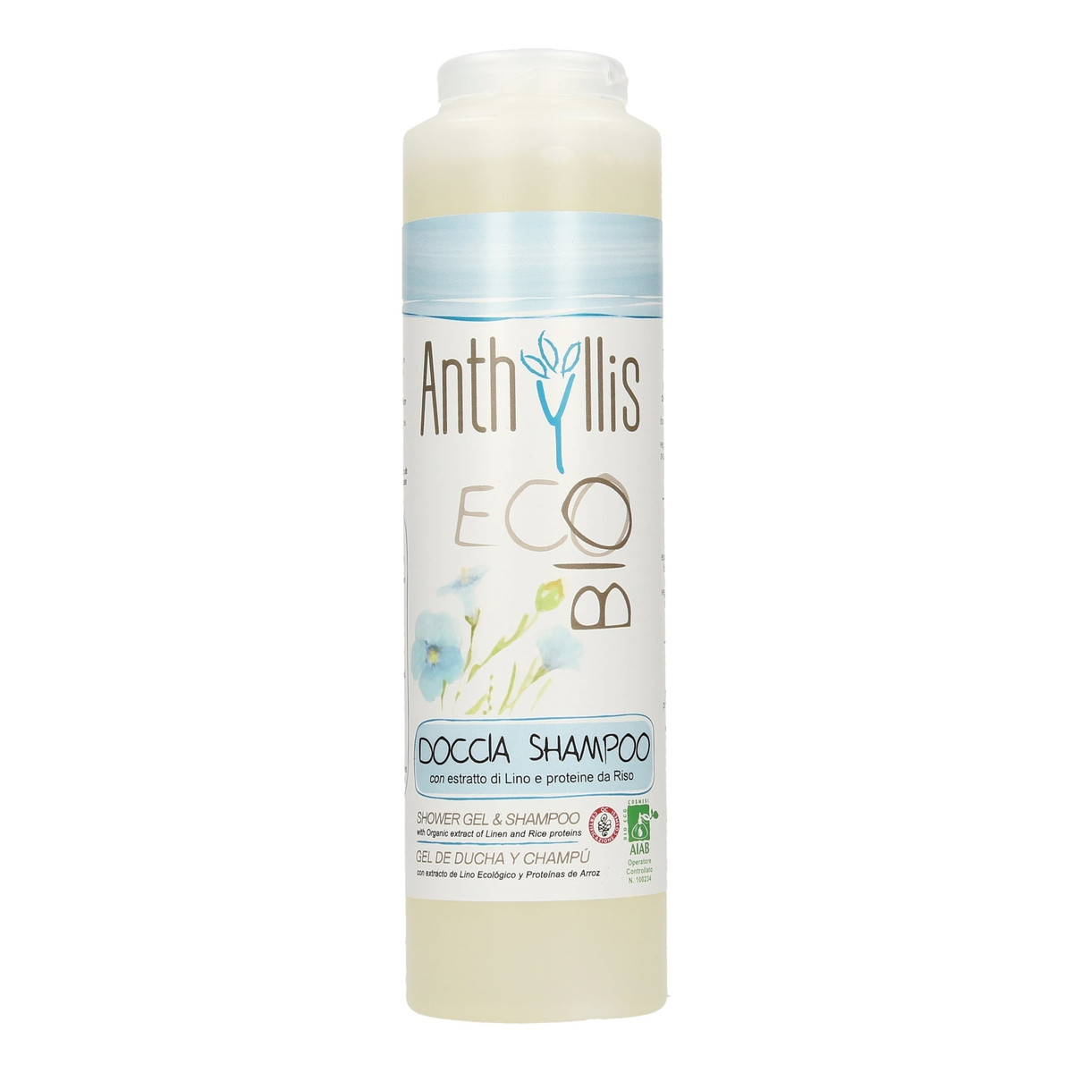 Anthyllis Eco szampon i płyn-żel pod prysznic 2w1 z wyciągiem z lnu i proteinami ryżu 250ml