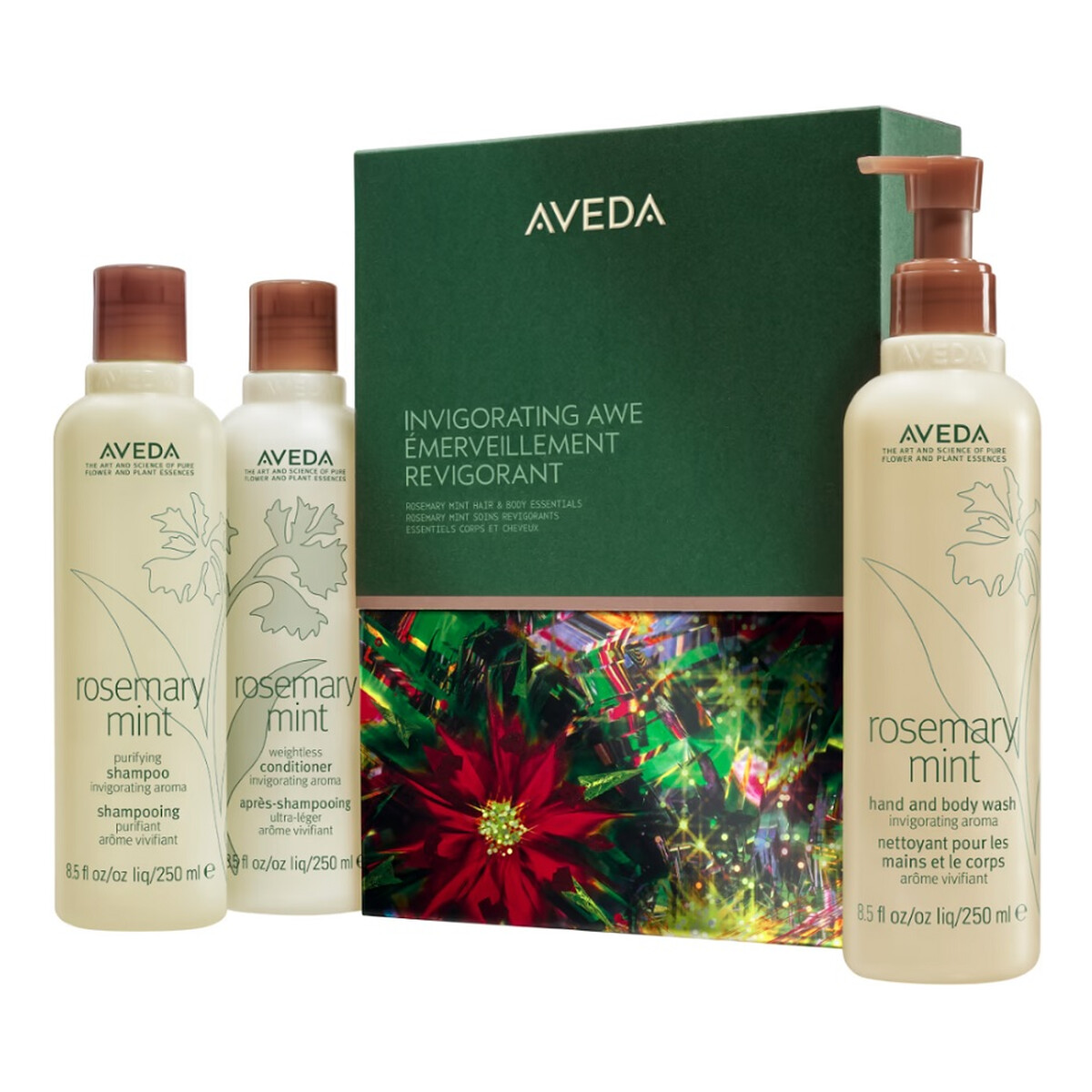 Aveda Invigorating Awe Zestaw szampon do włosów 250ml + odżywka do włosów 250ml + żel do mycia ciała i rąk 250ml