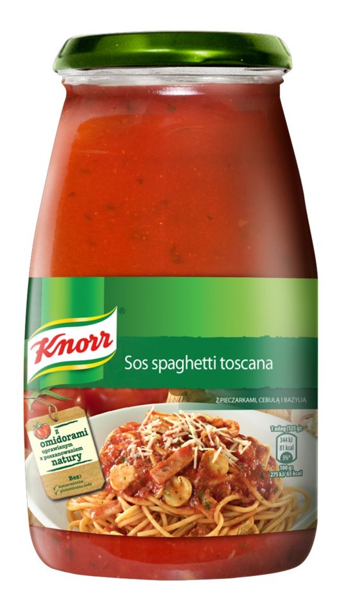Sos spaghetti toscana z pieczarkami cebulą i bazylią