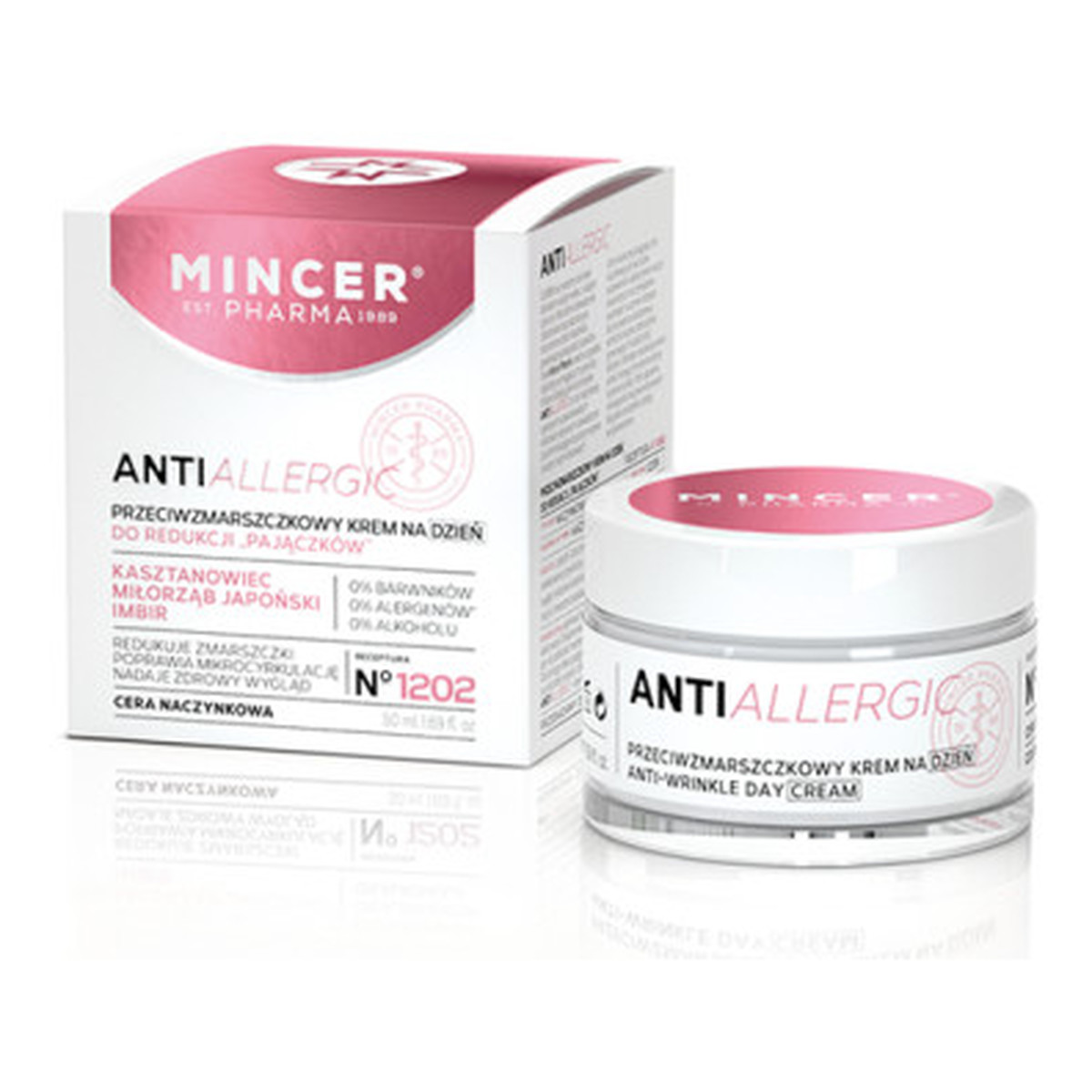 Mincer Pharma Anti Allergic Cera Naczynkowa Przeciwzmarszczkowy Krem Na Dzień I Na Noc Do Redukcji "Pajączków" No1202 50ml