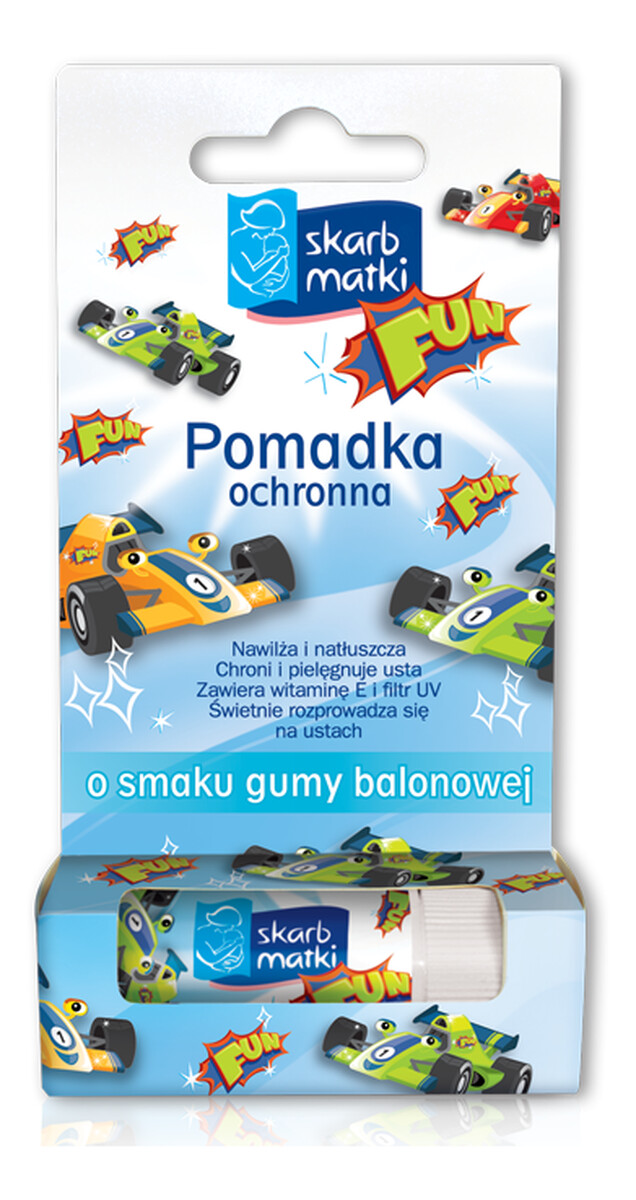 pomadka ochronna o smaku owoców egzotycznych i śmietanki dla dzieci