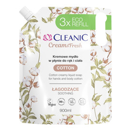 Cream & Fresh Łagodzące mydło kremowe w płynie do rąk i ciała Bawełna