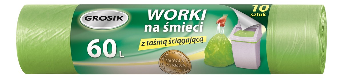 Worki na śmieci z taśmą 60L 1op-10szt