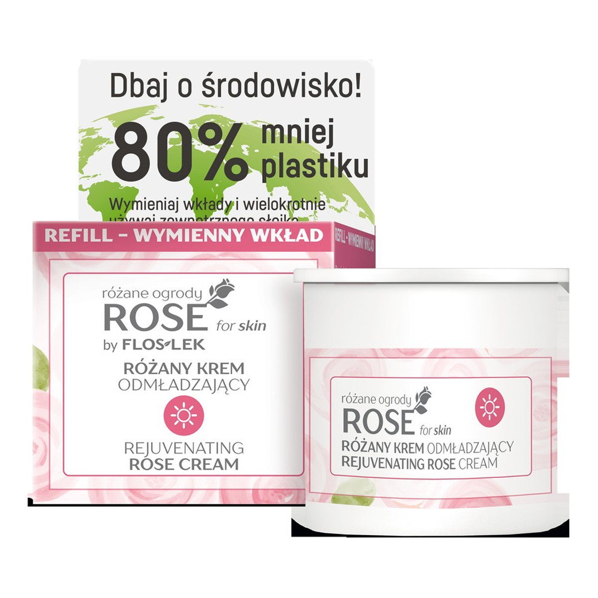 FlosLek Rose for Skin Różany Krem odmładzający na dzień - wymienny wkład 50ml