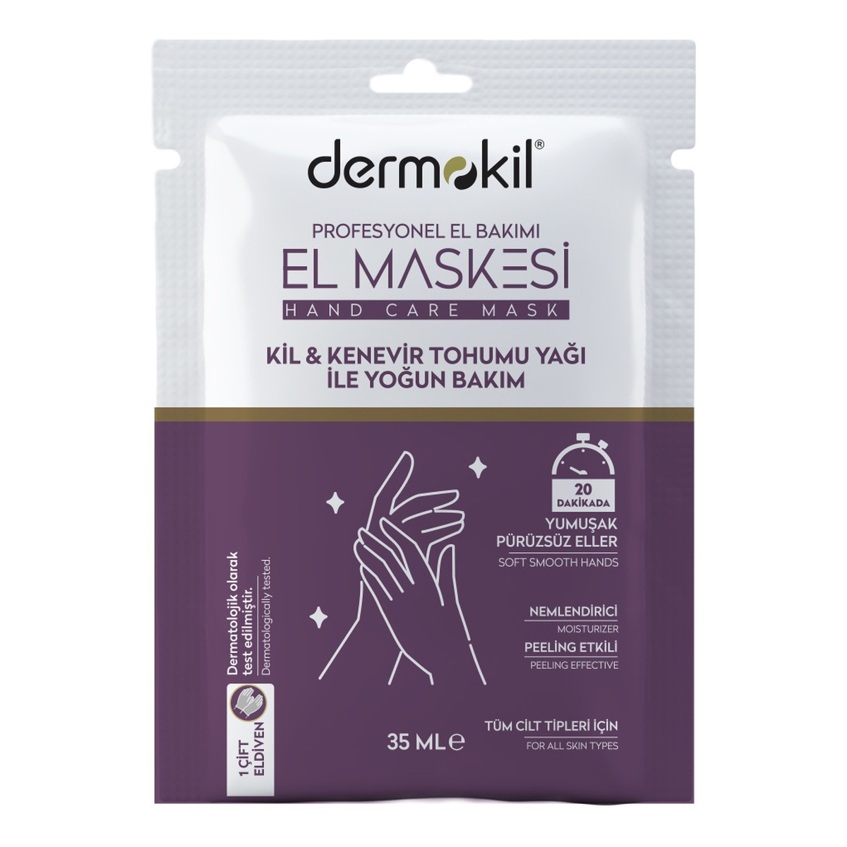 Dermokil Peeling hand mask peelingująca maska do dłoni clay&hemp oil 35ml