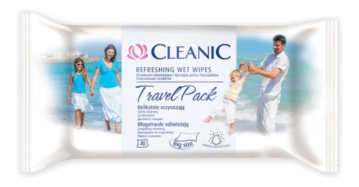 Refreshing Wet Wipes Chusteczki Odświeżające Travel Pack 40 szt. Big Size