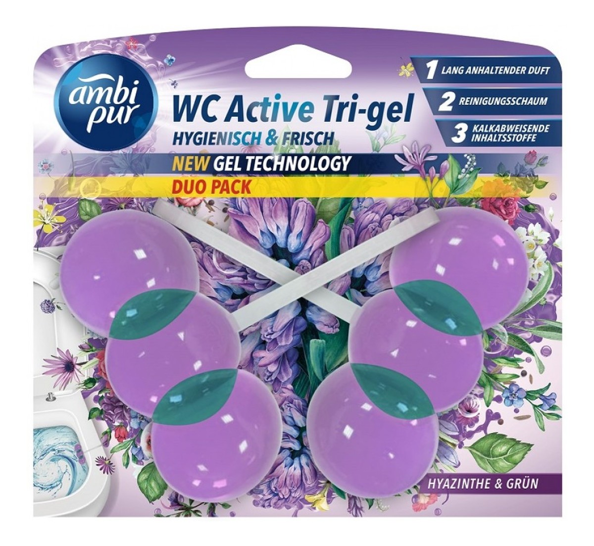 Kostka do WC Active Tri-Gel Hyazinhte & Grun