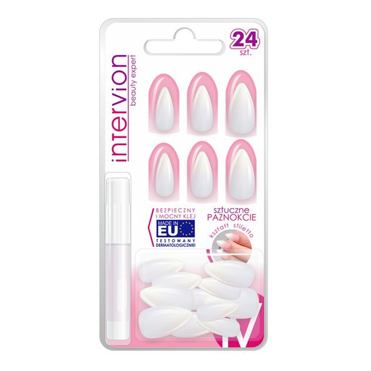Inter-vion Sztuczne paznokcie Stiletto mleczne 498833