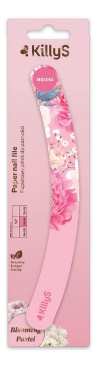 Blooming pastel paper nail file papierowy pilnik do paznokci banan 180/240 różowy
