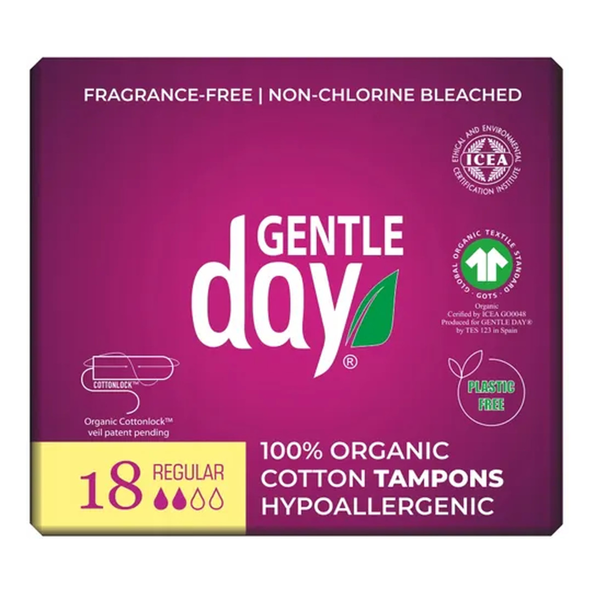 Gentle Day Tampons tampony 100% bawełny eco regular 18szt