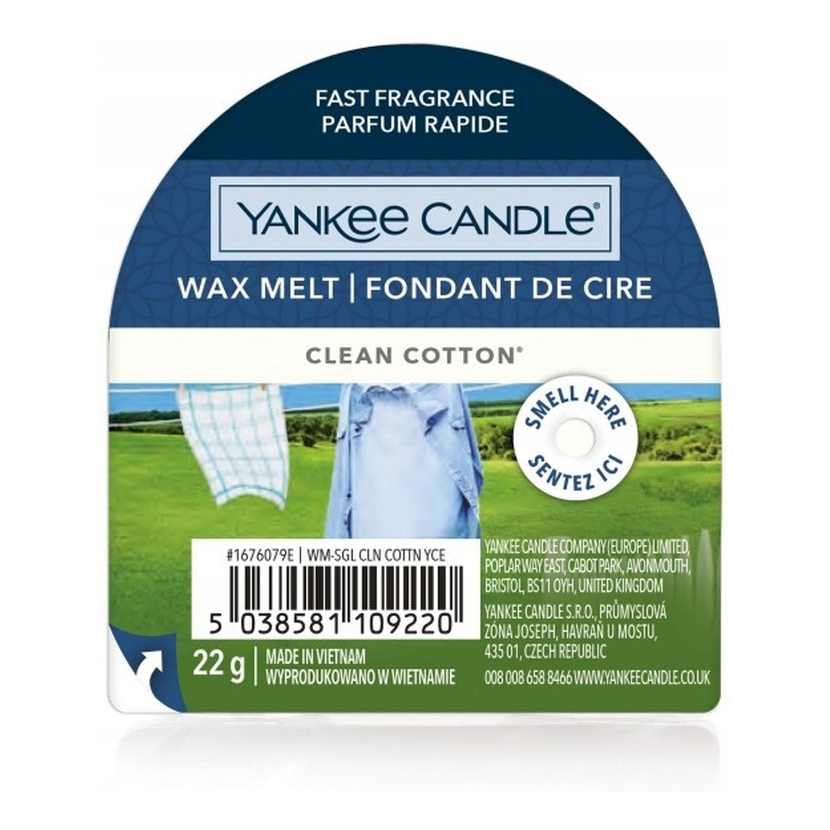 Yankee Candle Wax Wosk Clean Cotton 22g