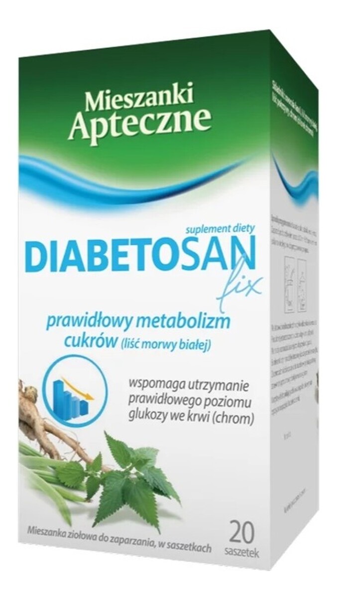 Diabetosan fix prawidłowy metabolizm cukrów suplement diety w formie herbatki ziołowej 20 saszetek