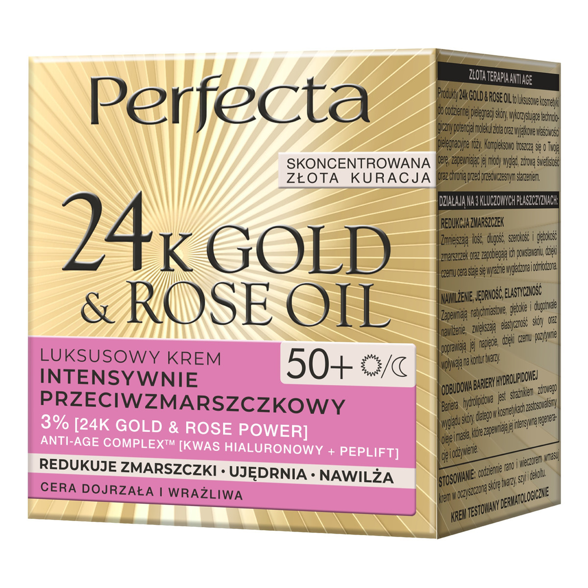 Perfecta Gold Rose Luksusowy Krem intensywnie przeciwzmarszczkowy 50+