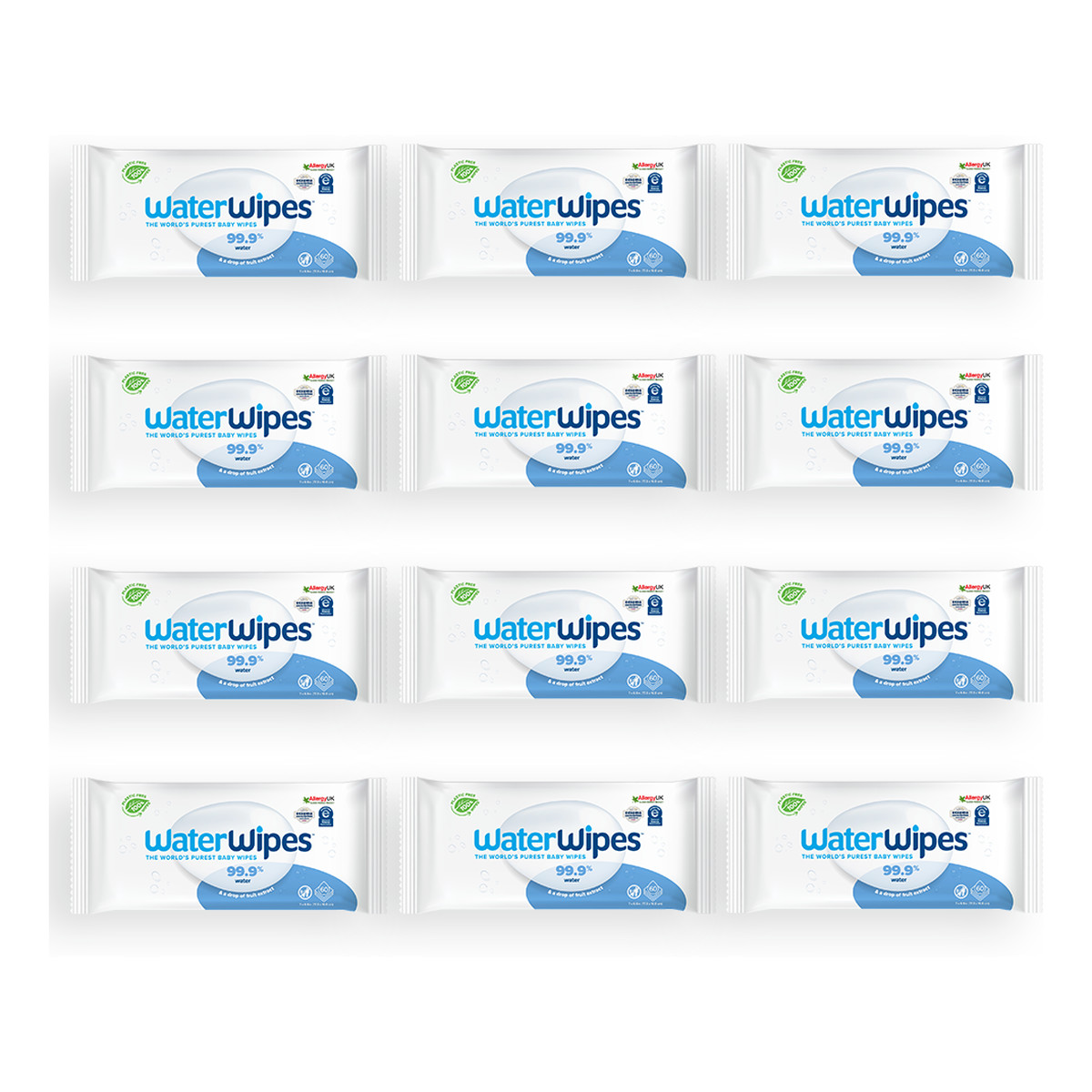 WaterWipes Chusteczki nawilżane dla dzieci BIO 99,9% wody i kropla ekstraktu owocowego 60 szt x 12 (720szt)