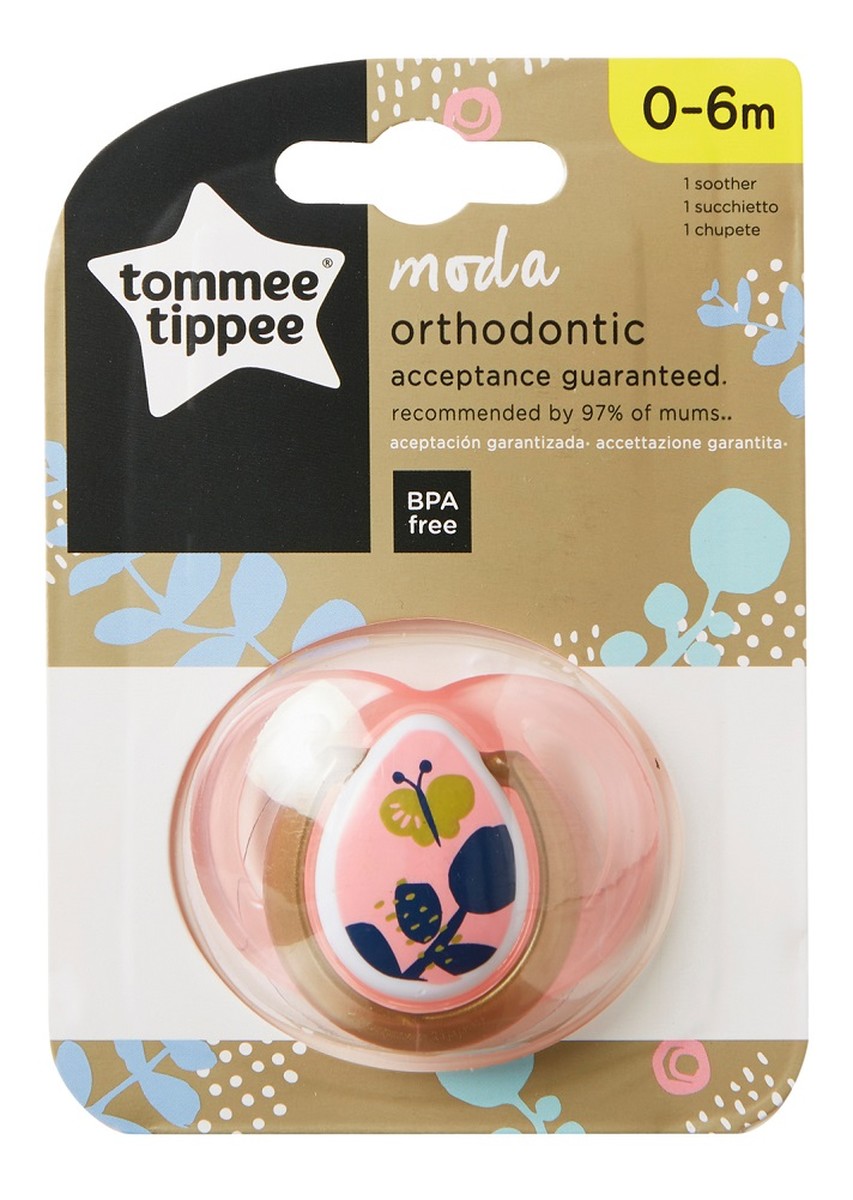 Moda smoczek uspokajający 0-6m girl
