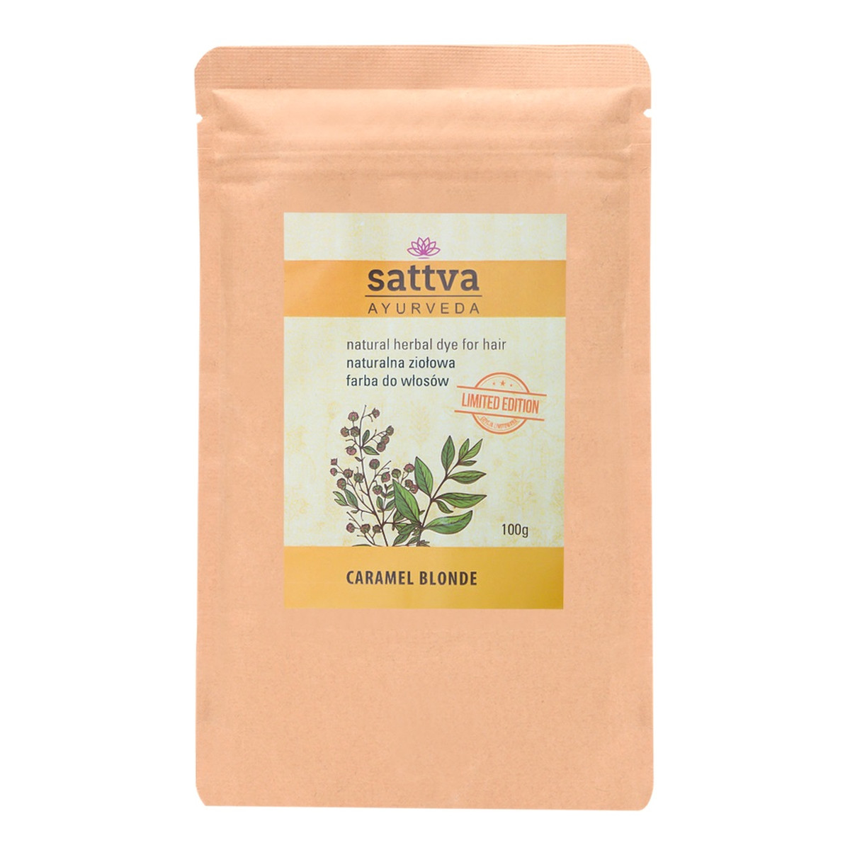Sattva Naturalna Ziołowa Farba/henna Do Włosów Carmel Blonde Karmelowy Blond 100g