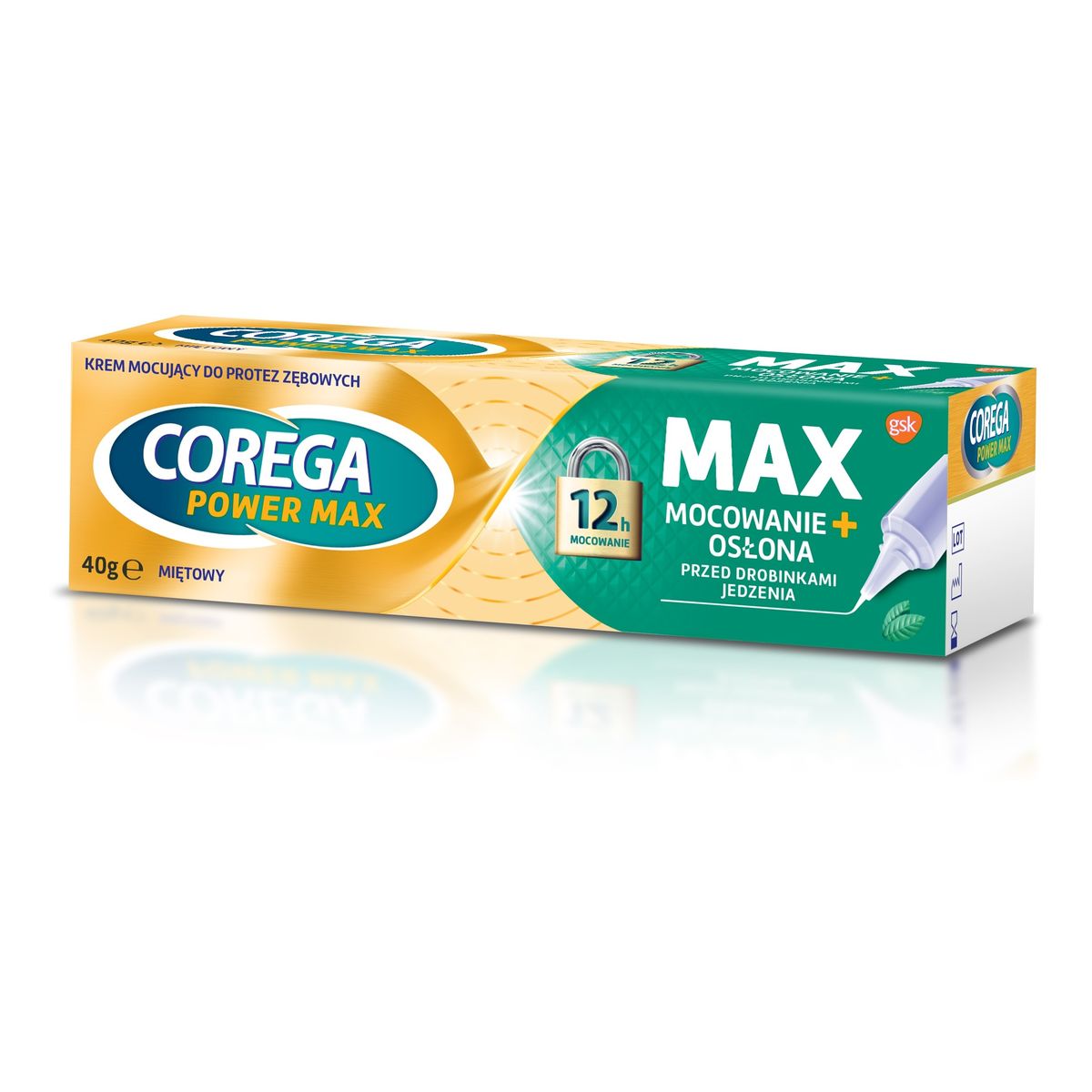 Corega Power Max Krem mocujący do protez zębowych max mocowanie+osłona-miętowy 40g