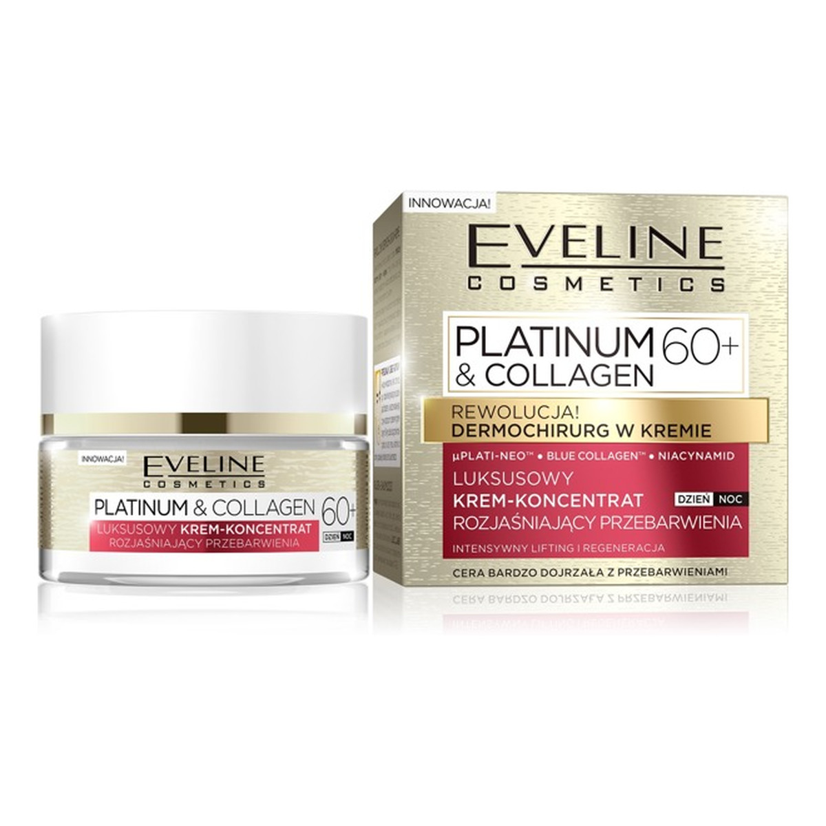 Eveline Platinum & Collagen Krem-koncentrat 60+ rozjaśniający przebarwienia na dzień i noc 50ml