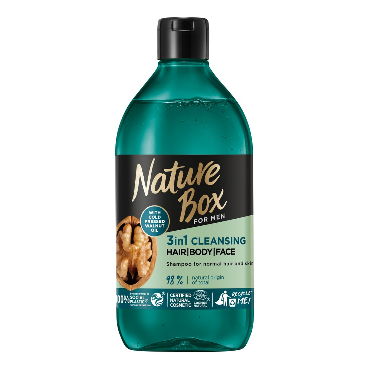 Nature Box Oczyszczający szampon z formułą 3w1 do włosów twarzy i ciała 385ml