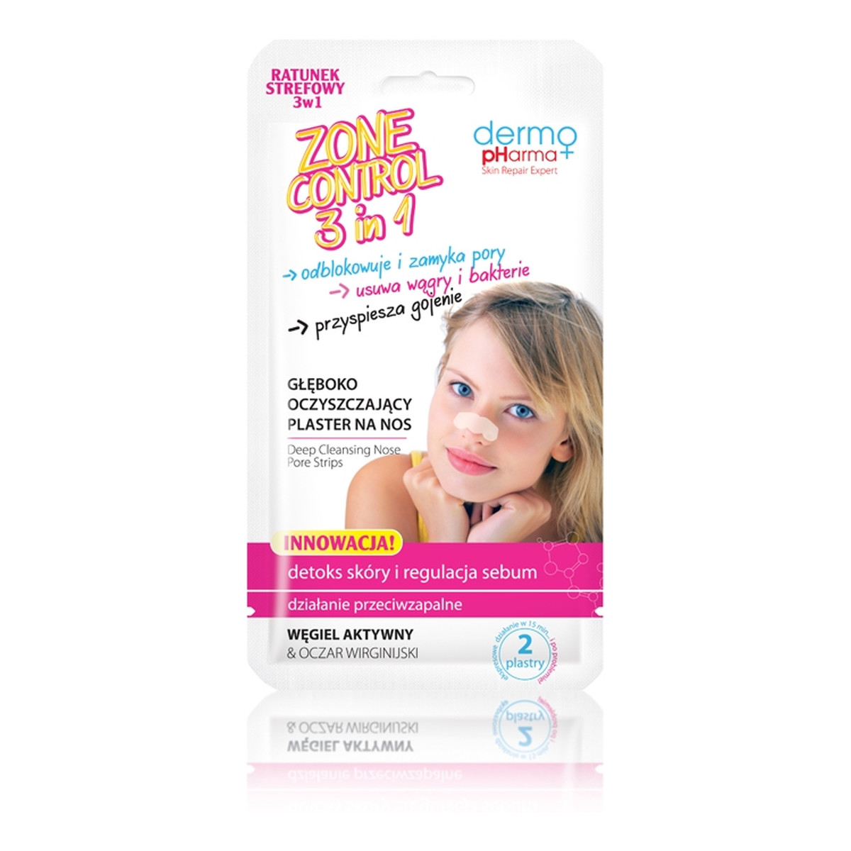 Dermo Pharma Zone Control 3in1 Skin Repair Expert Oczyszczające Plastry Na Nos 2szt