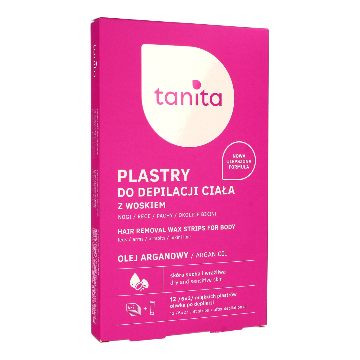 Tanita Plastry z woskiem do depilacji ciała z olejem arganowym 12szt