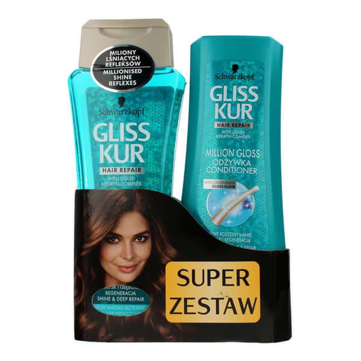 Gliss Ultimate Million Gloss zestaw do włosów matowych (szampon 250ml + odżywka 200ml) 200ml
