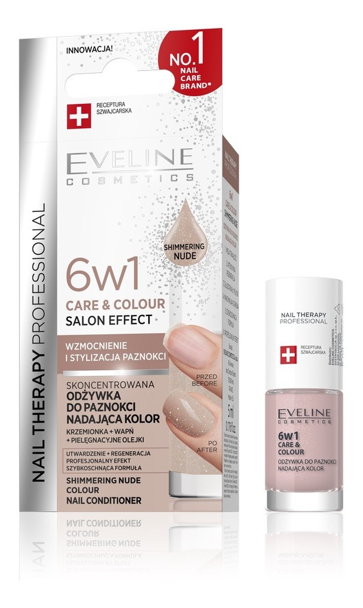 Nail therapy professional odżywka do paznokci nadająca kolor care&colour 6w1-shimmering nude