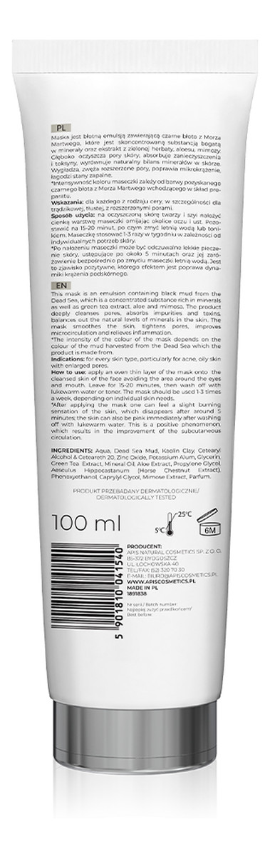 oczyszczająco-wygładzająca maseczka błotna do twarzy