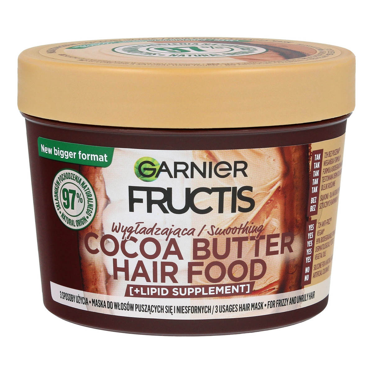 Garnier Fructis Hair Food Maska wygładzająca do włosów puszących się i niesfornych - Cocoa Butter 400ml