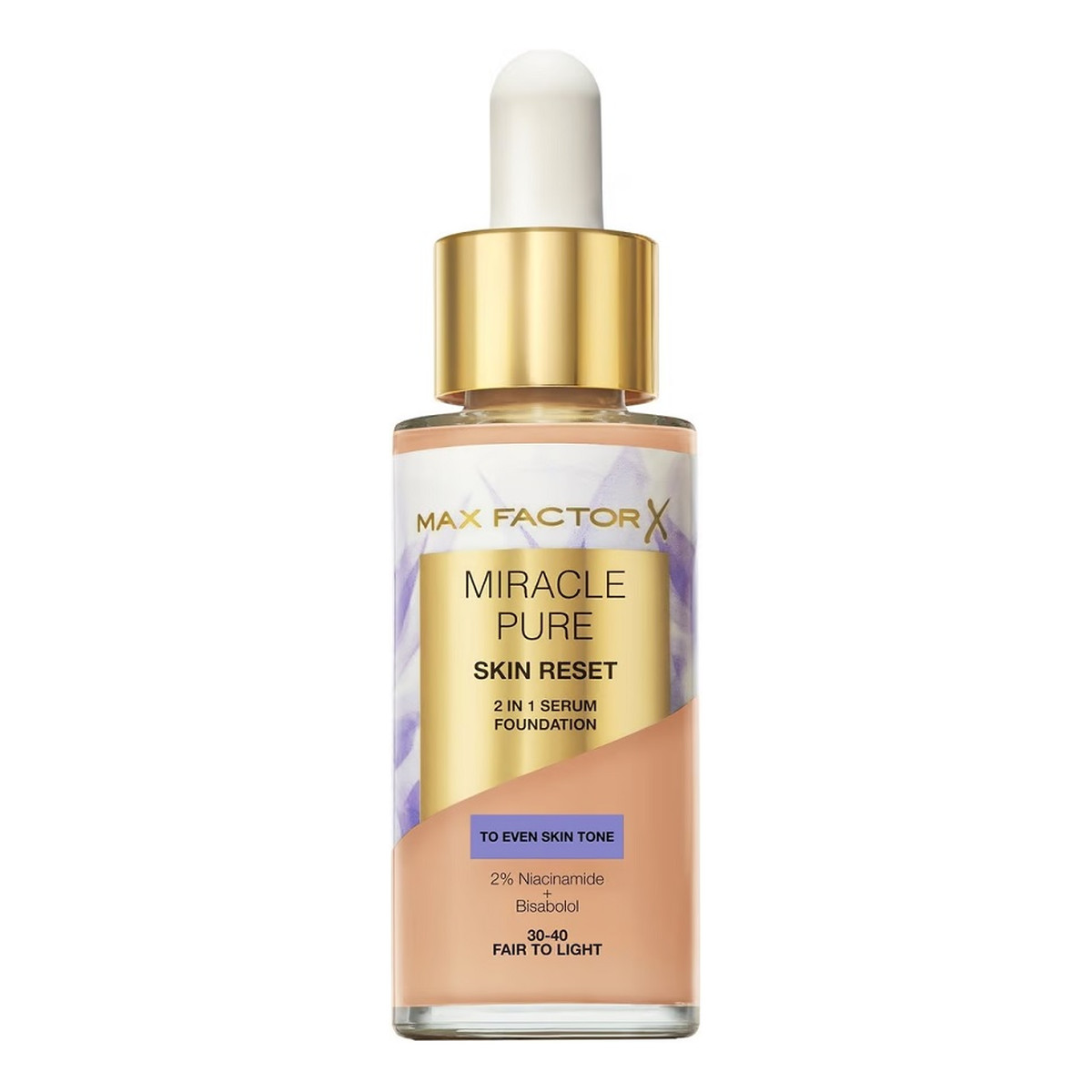 Max Factor Miracle Pure 2w1 Skin Reset Pielęgnujący podkład z serum o wegańskiej formule 30ml