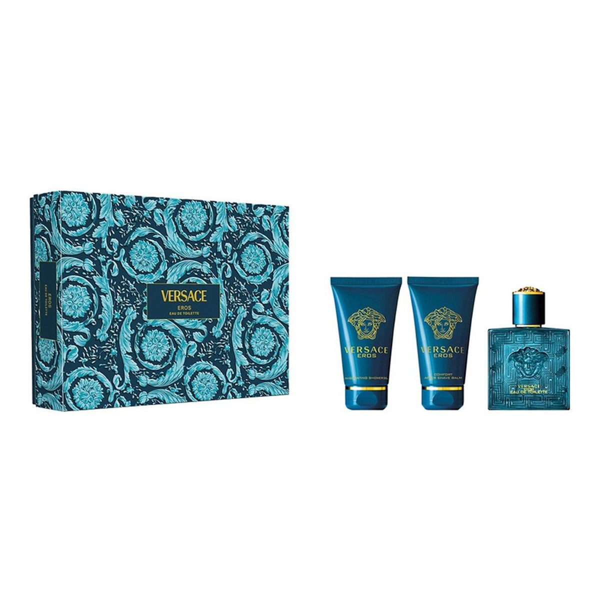 Versace Eros Zestaw woda toaletowa spray 50ml + żel pod prysznic 50ml + balsam po goleniu 50ml