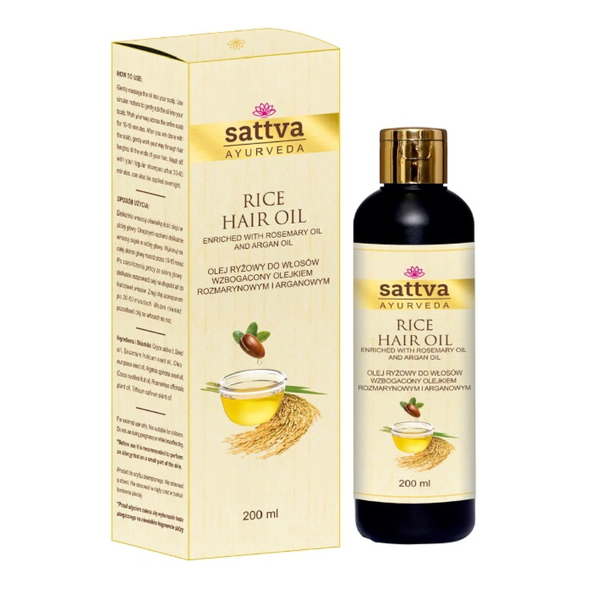 Sattva Hair oil olej ryżowy do włosów rice 200ml