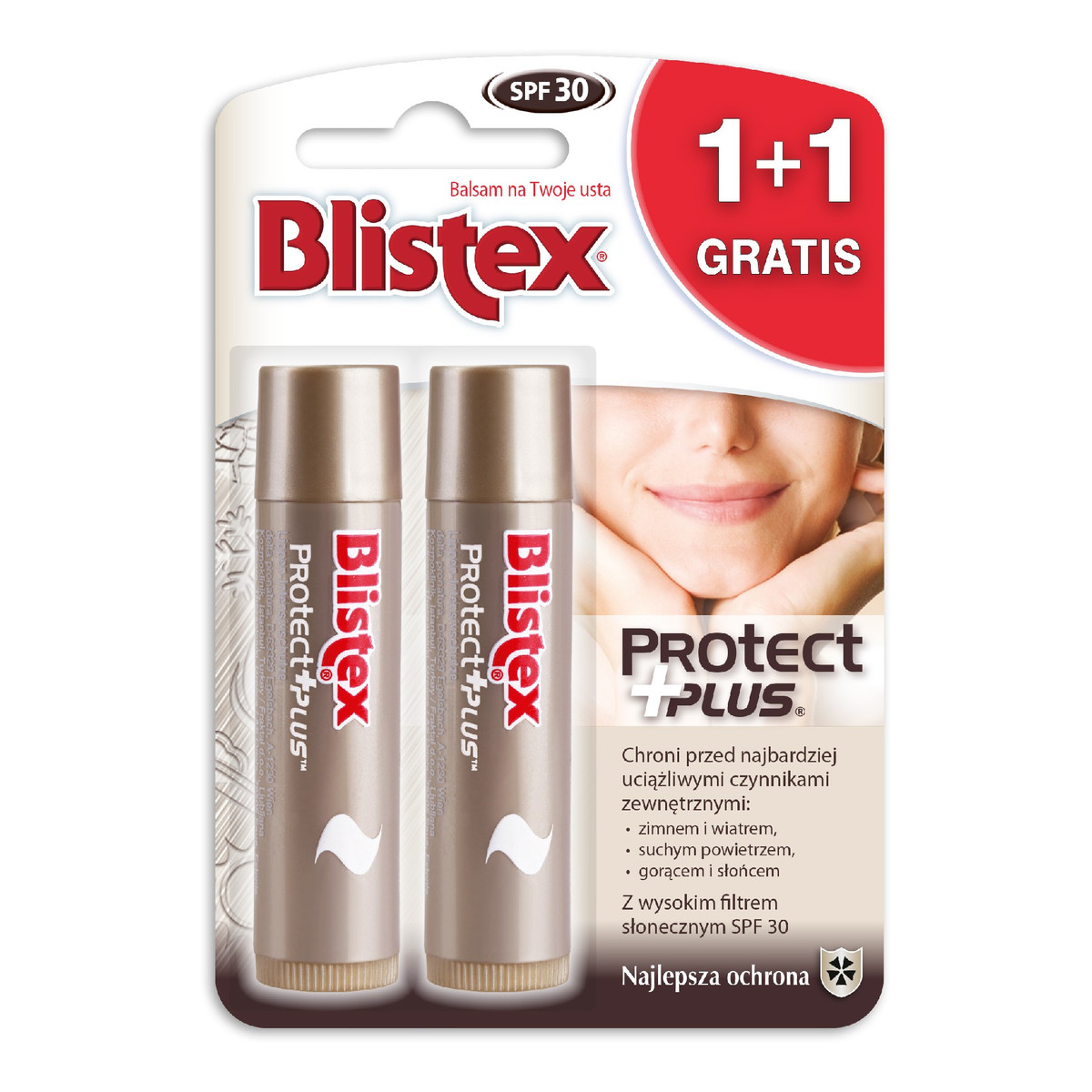 Blistex Balsam ochronny do ust Protect Plus 1+1 gratis (4.25g x 2) 8.5g
