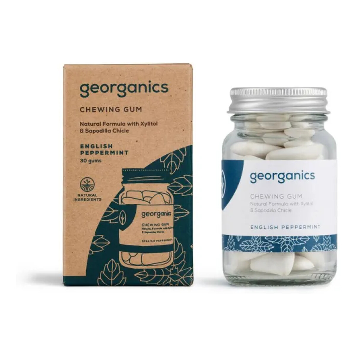 Georganics Naturalna guma do żucia w pojemniku Mięta pieprzowa