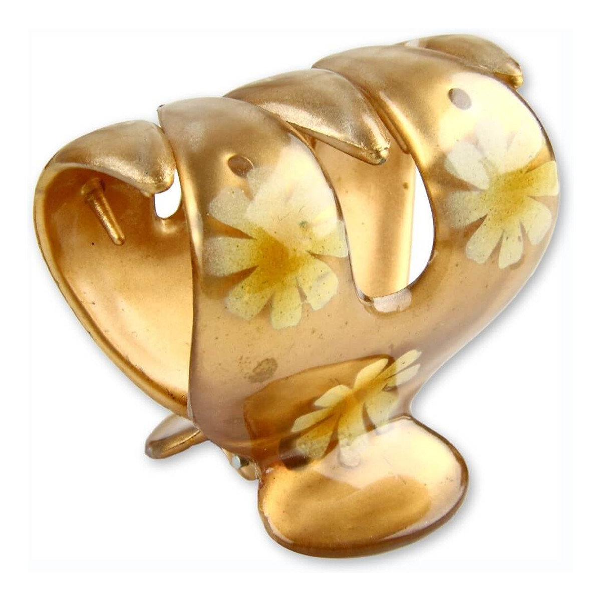 Donegal klamra do włosów złota w kwiatki gruba (FA-5344) 1 szt