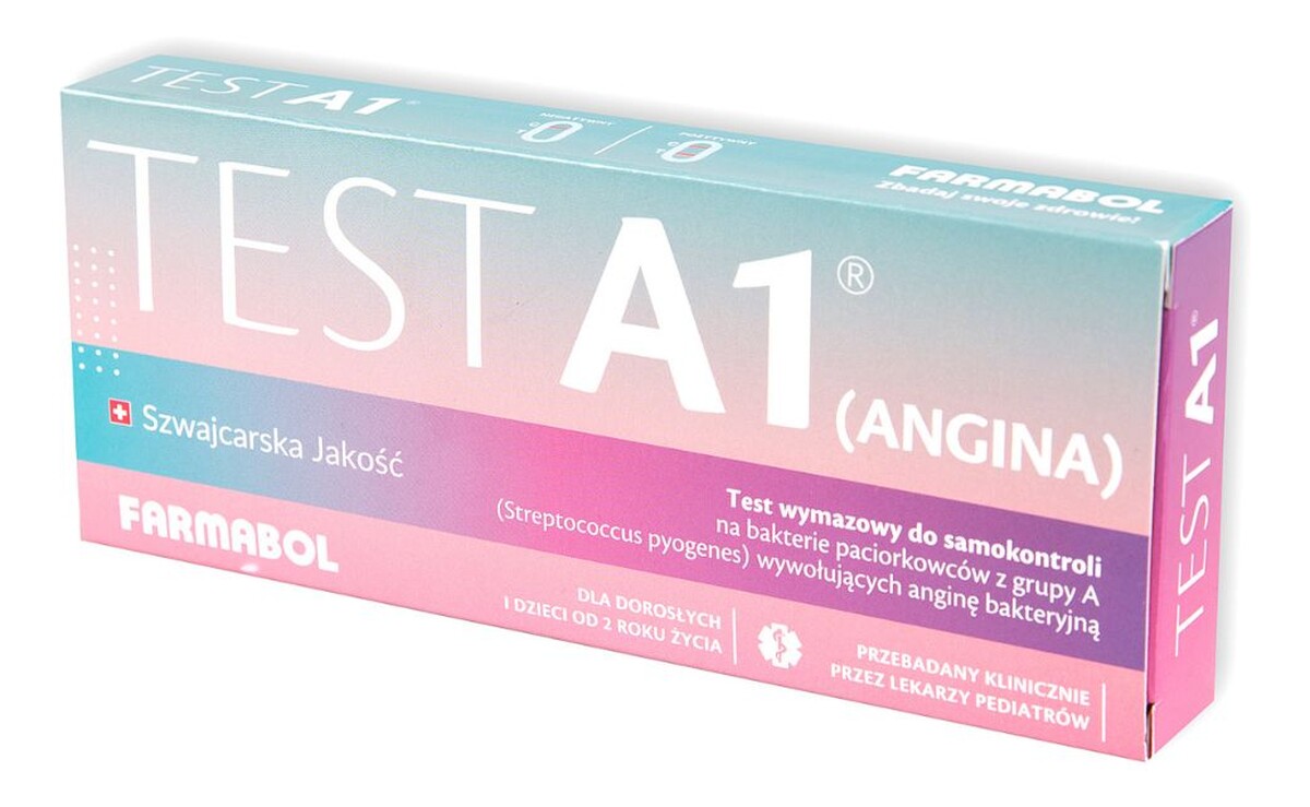 Test a1 (angina) test do samokontroli na bakterie paciorkowców z grupy a 1szt