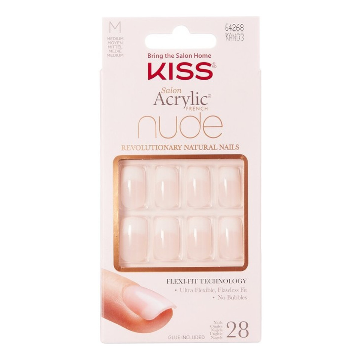 Kiss Salon Acrylic French Nude Sztuczne paznokcie Cashmere (M) 28szt.