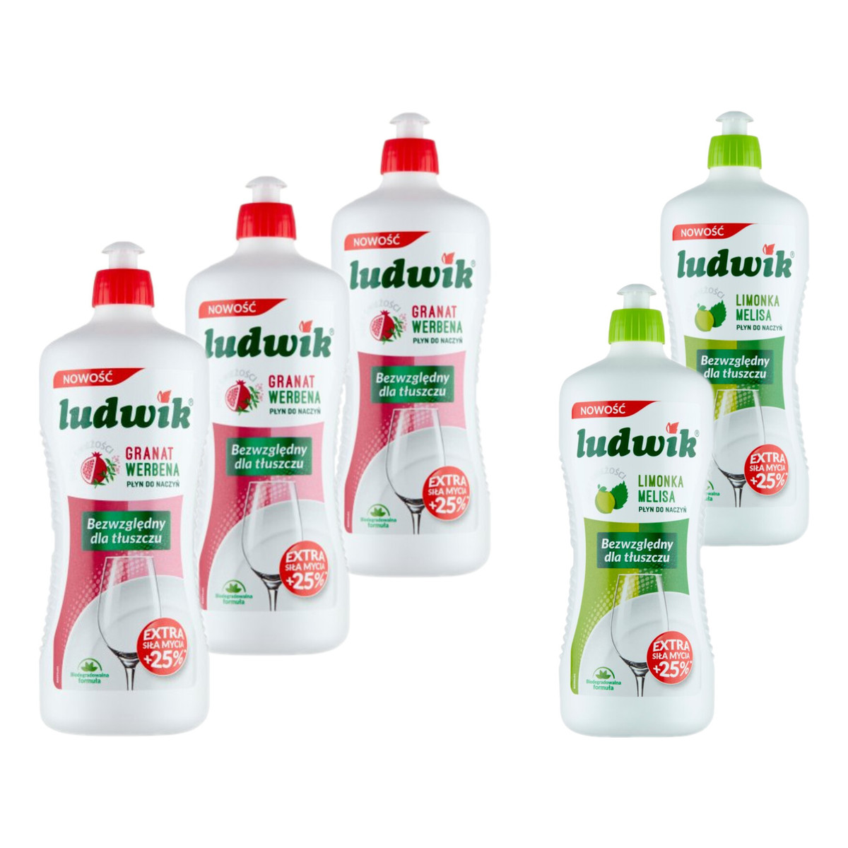 Ludwik Płyn do naczyń 3x Granat + 2x Limonka 5x900ml