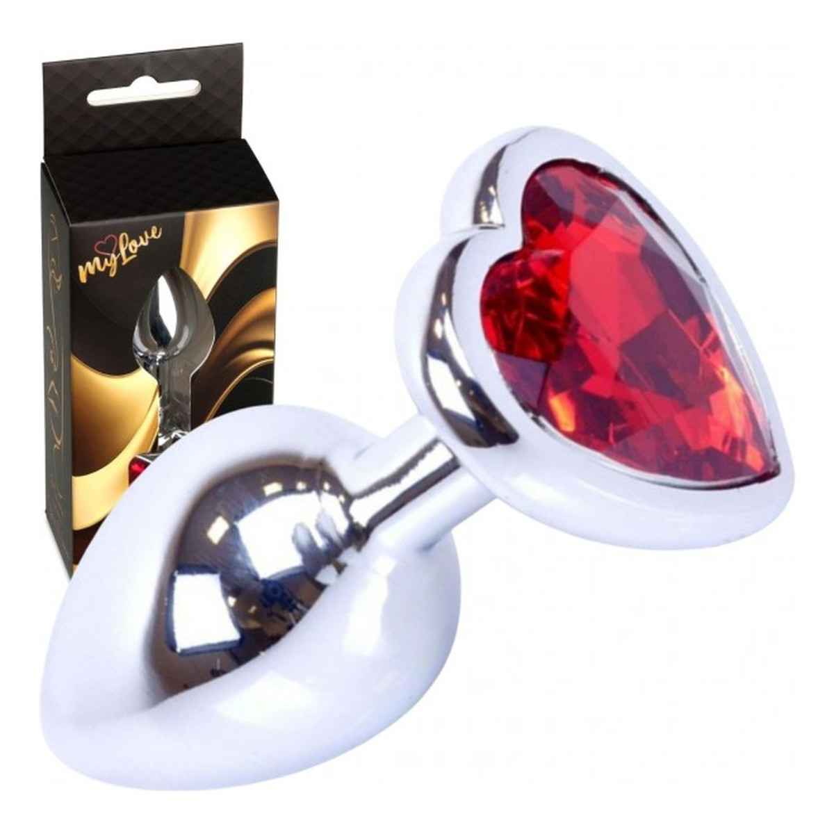 MyLove Butt Plug Collection Jewellery Heart metalowy korek analny Silver Red