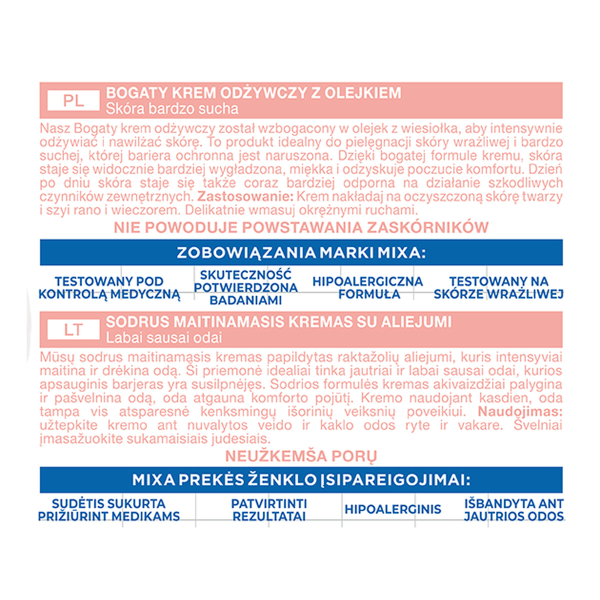 Mixa Ekspert Skóry Wrażliwej Intensywne Odżywianie Bogaty Krem Odżywczy z Olejkiem 50ml