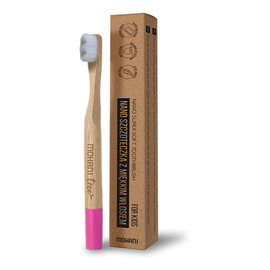 szczoteczka bambusowa do zębów dla dzieci różowa, delikatna szczoteczka 10 tysięcy włosków