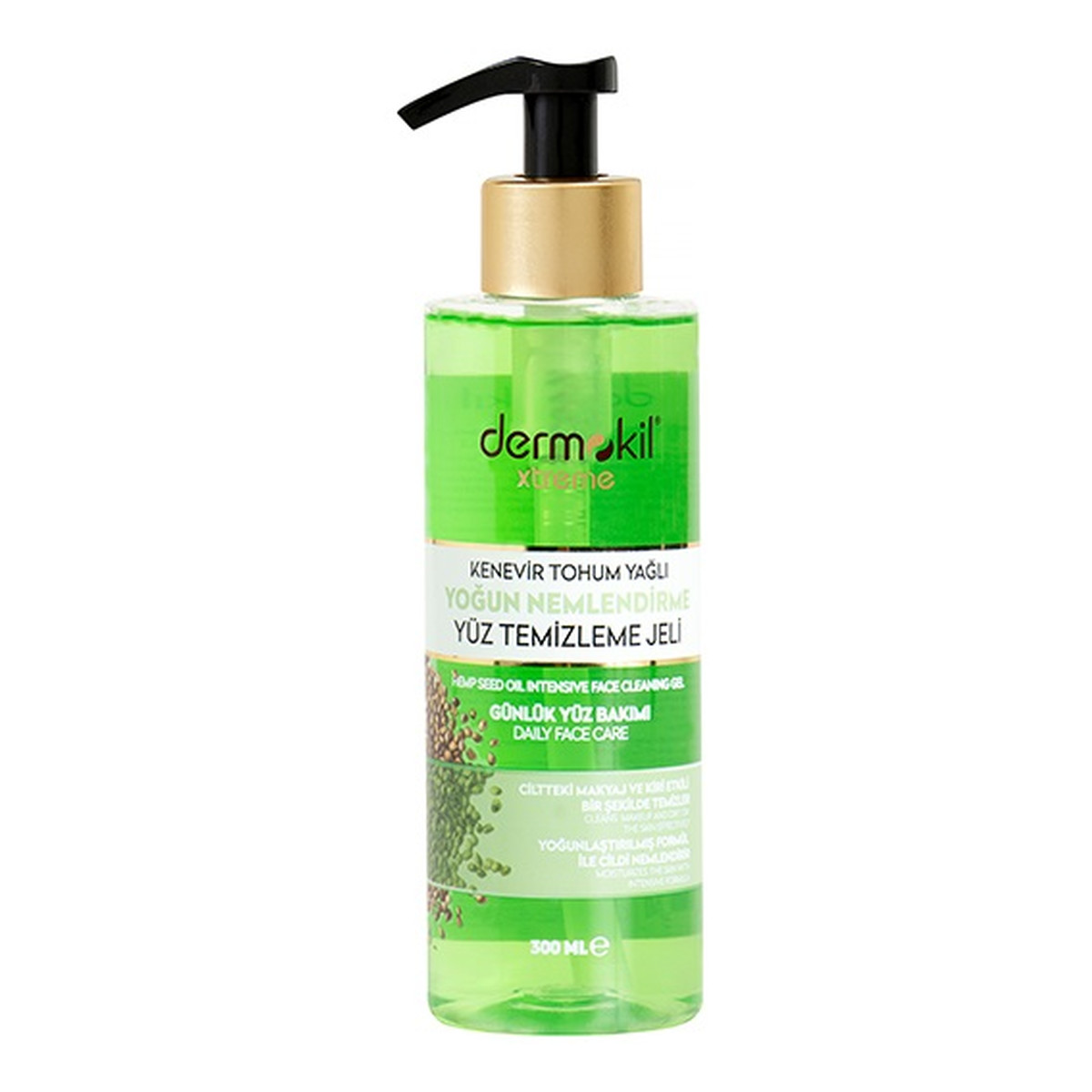 Dermokil Xtreme Hemp Seed Oil Intensive Moisturizing Facial Cleansing Gel głęboko oczyszczający Żel do twarzy 300ml