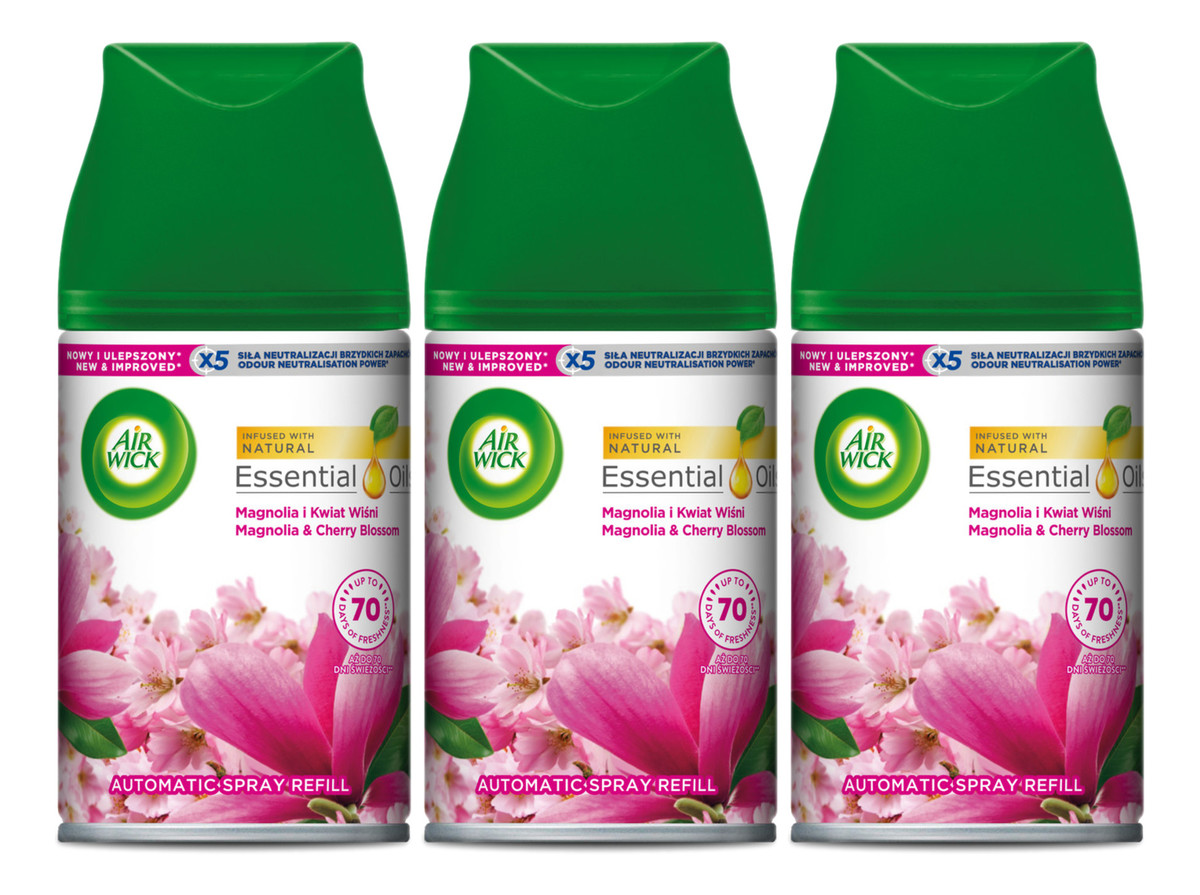 Wkład do automatycznego odświeżacza powietrza Magnolia i Kwiat Wiśni 3x250ml