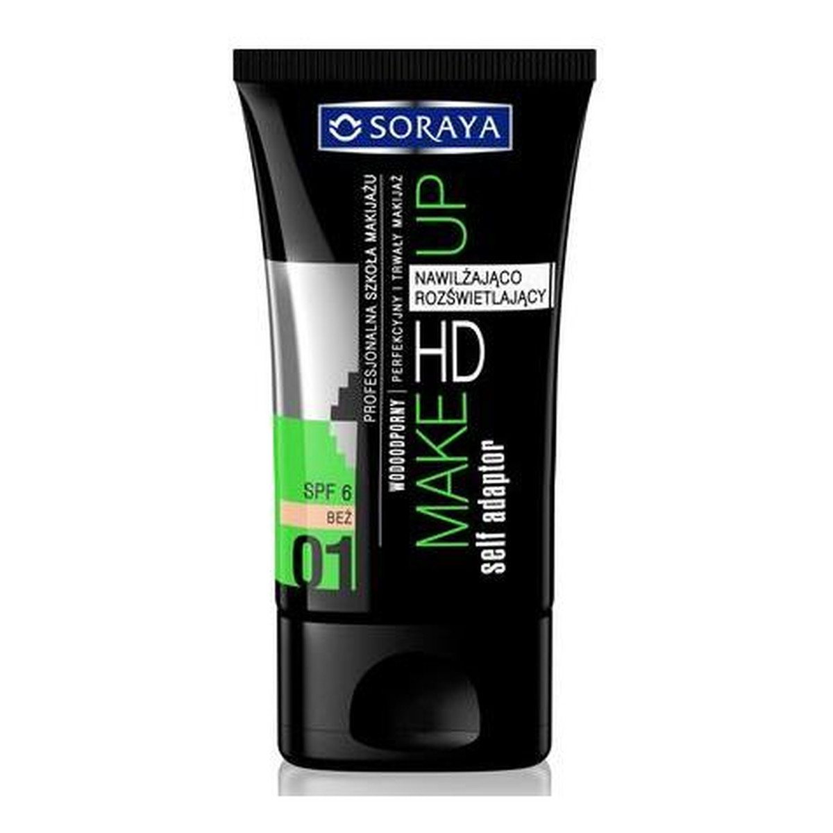 Soraya Make Up HD Self Adaptor Nawilżająco Rozświetlający Profesjonalna Szkoła Makijażu Podkład Do Twarzy 01 Beż 30ml