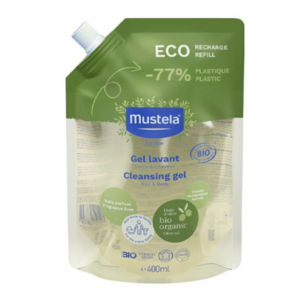 Mustela Bebe Bio Gel organiczny żel oczyszczający refill 400ml