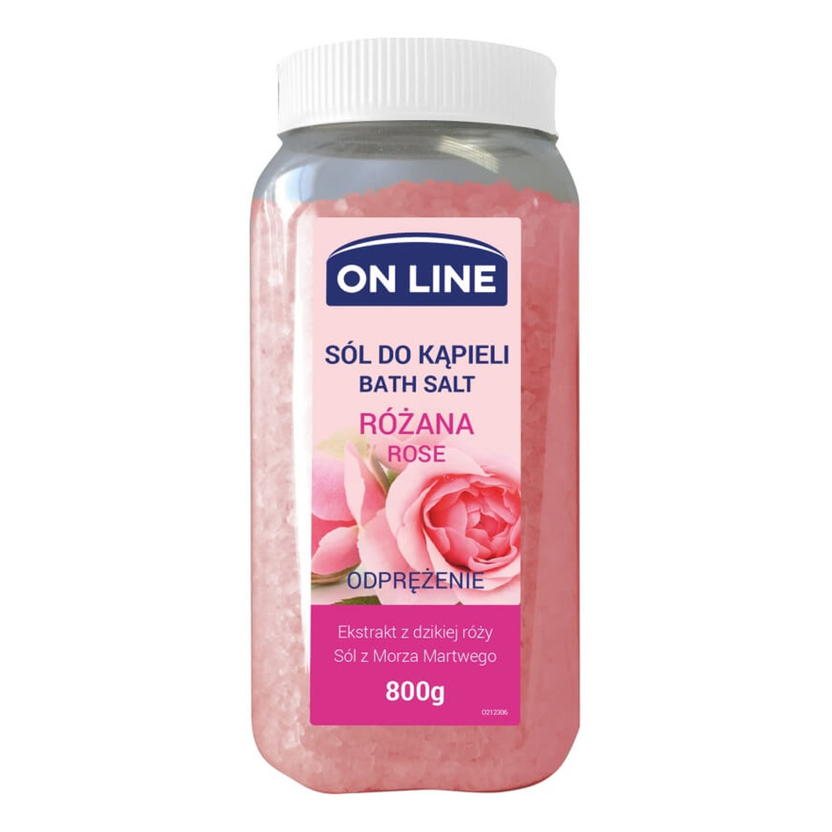 On Line odprężająca sól do kąpieli Różana 800g