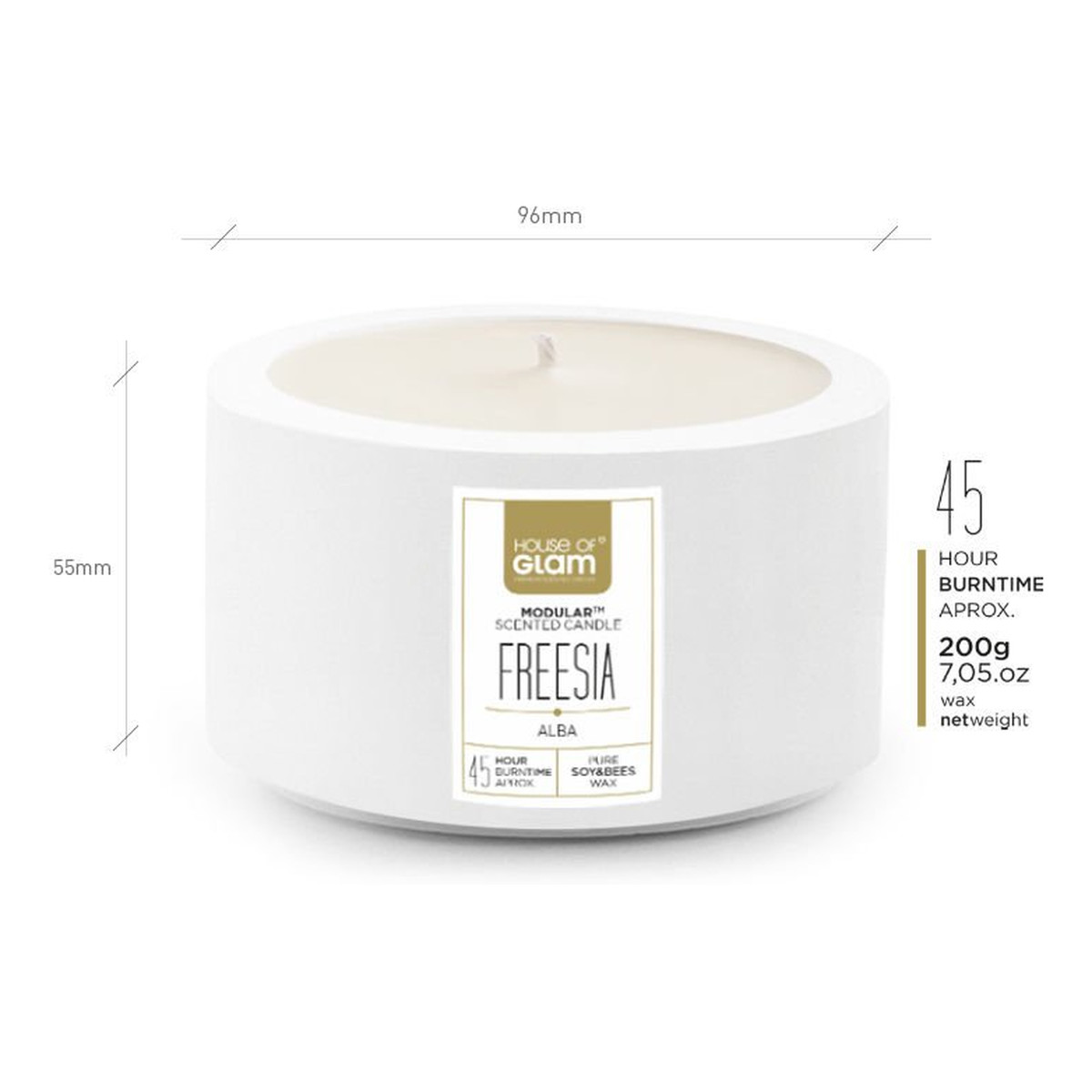 House Of Glam Świeca zapachowa Freesia Alba 200g