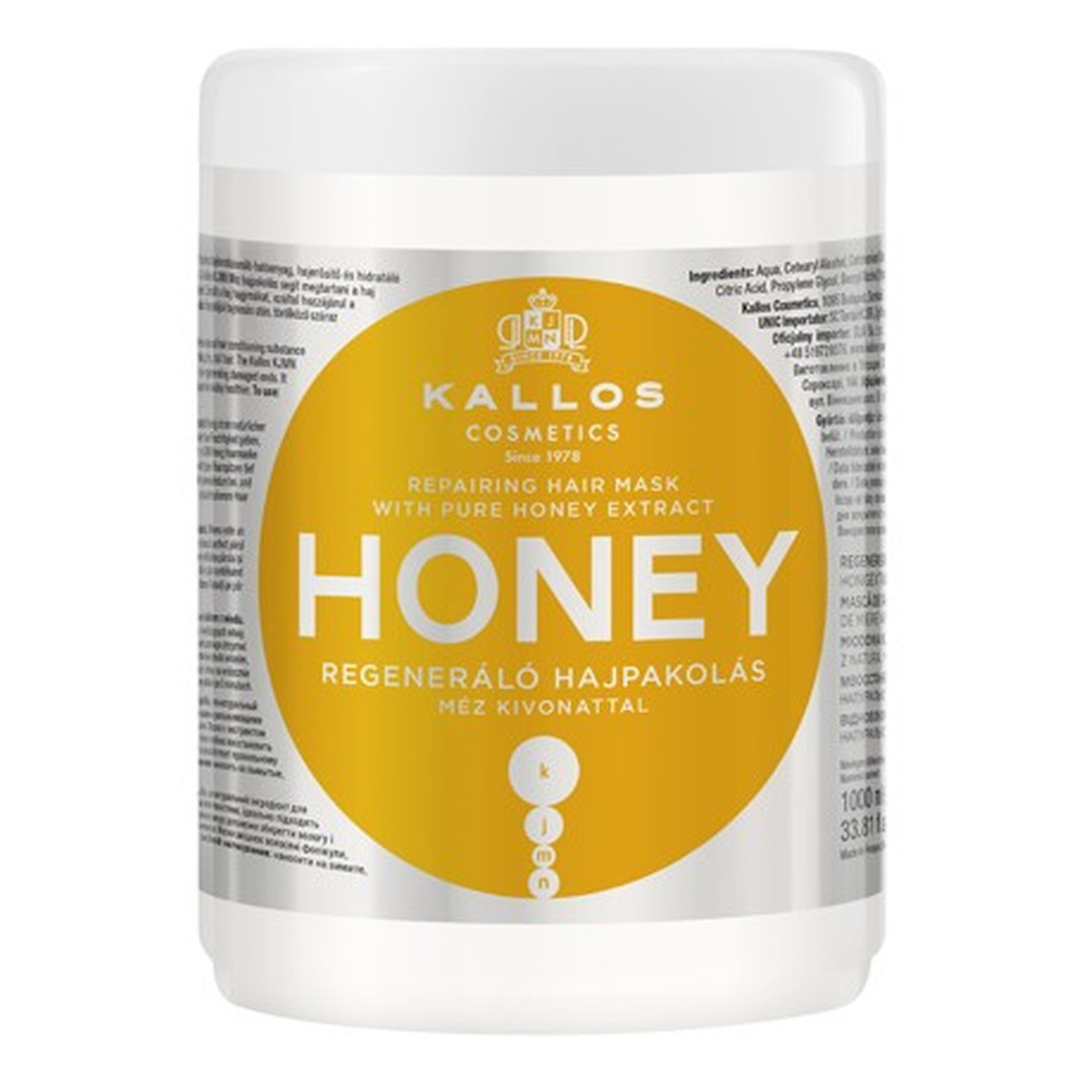 Kallos Honey Regenerująca Maska Do Włosów Z Ekstraktem Z Miodu 1000ml